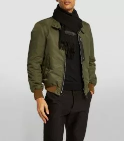 TOM FORD Cashmere-Wool Scarf 306 DK GRN CK Scarves -TOM FORD Shop tom ford cashmere wool scarf 17532616 37302229 1000