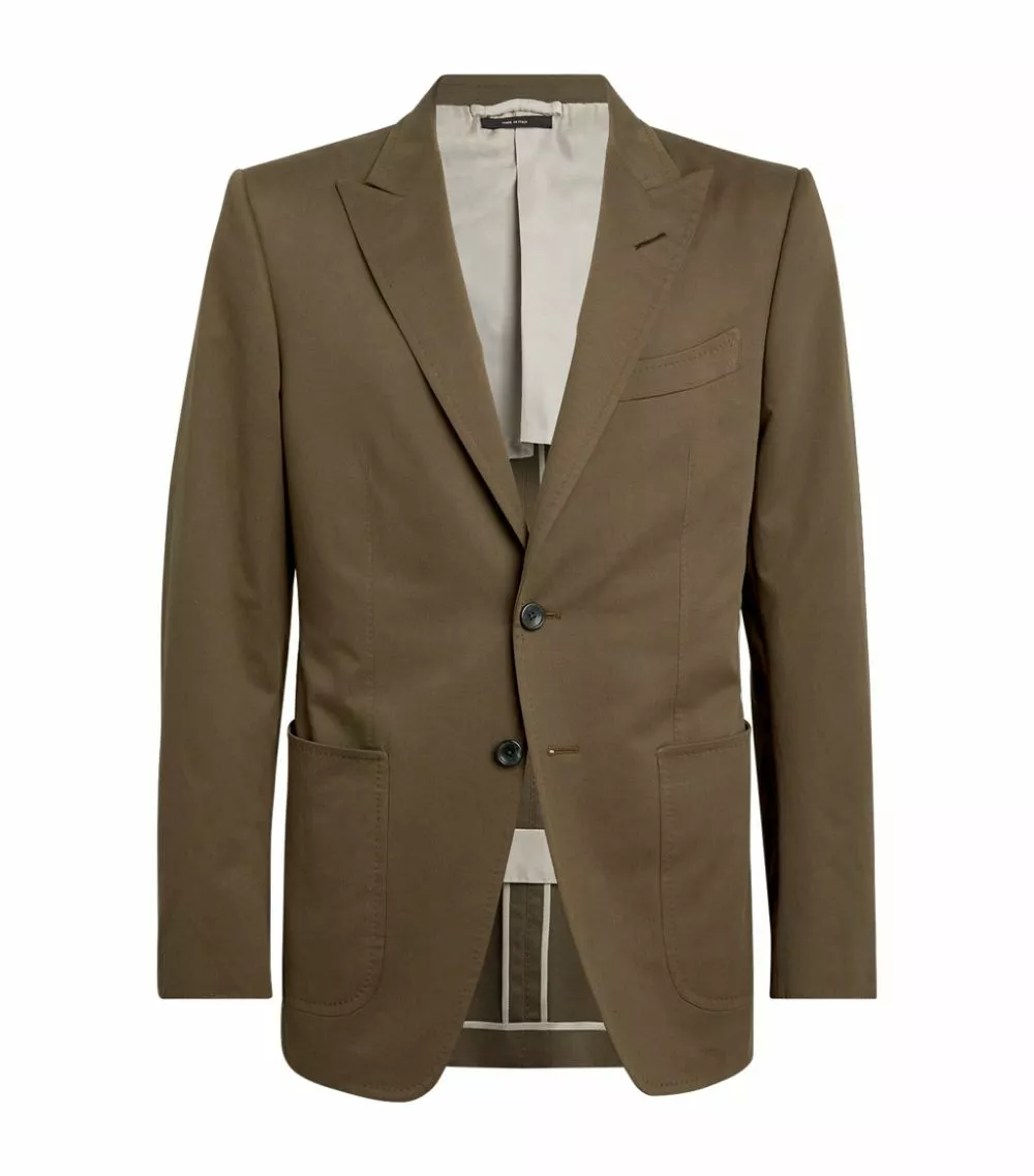 TOM FORD Cotton-Cashmere O'Connor Tailored Jacket 302 DK GRN SLD Blazers 1 TOM FORD Cotton-Cashmere O'Connor Tailored Jacket 302 DK GRN SLD Blazers