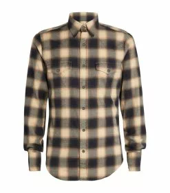 TOM FORD Cotton Check Shirt 266 MD BGE CK Casual Shirts