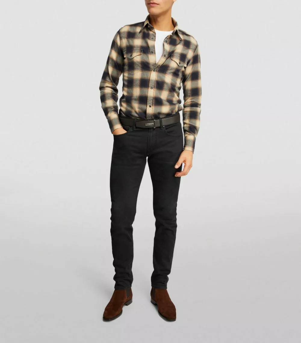 TOM FORD Cotton Check Shirt 266 MD BGE CK Casual Shirts 2 TOM FORD Cotton Check Shirt 266 MD BGE CK Casual Shirts - Image 2