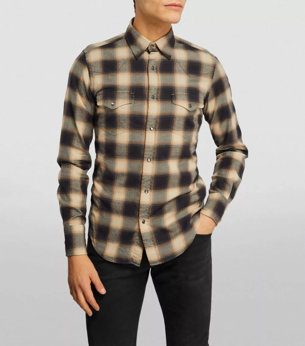 TOM FORD Cotton Check Shirt 266 MD BGE CK Casual Shirts 3 TOM FORD Cotton Check Shirt 266 MD BGE CK Casual Shirts - Image 3