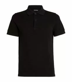 TOM FORD Cotton Piqué Polo Shirt 002 BLK Polo Shirts