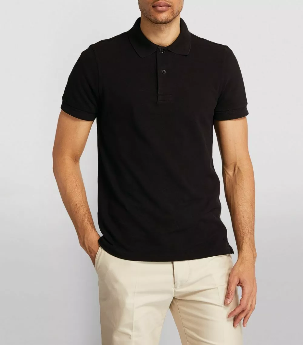 TOM FORD Cotton Polo Shirt 001 BLK SLD Polo Shirts 3 TOM FORD Cotton Polo Shirt 001 BLK SLD Polo Shirts - Image 3