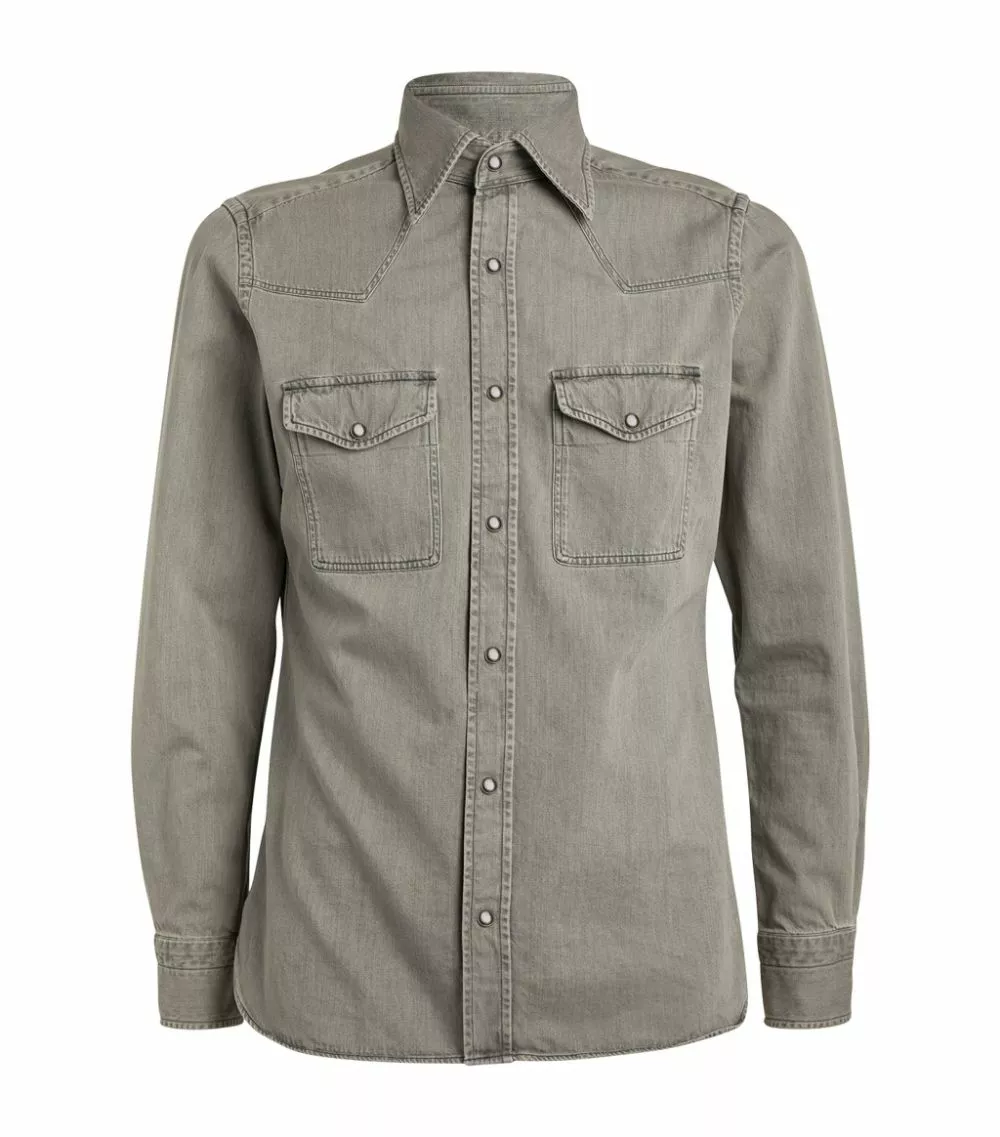 TOM FORD Denim Shirt 023 LT GRY SLD Casual Shirts 1 TOM FORD Denim Shirt 023 LT GRY SLD Casual Shirts