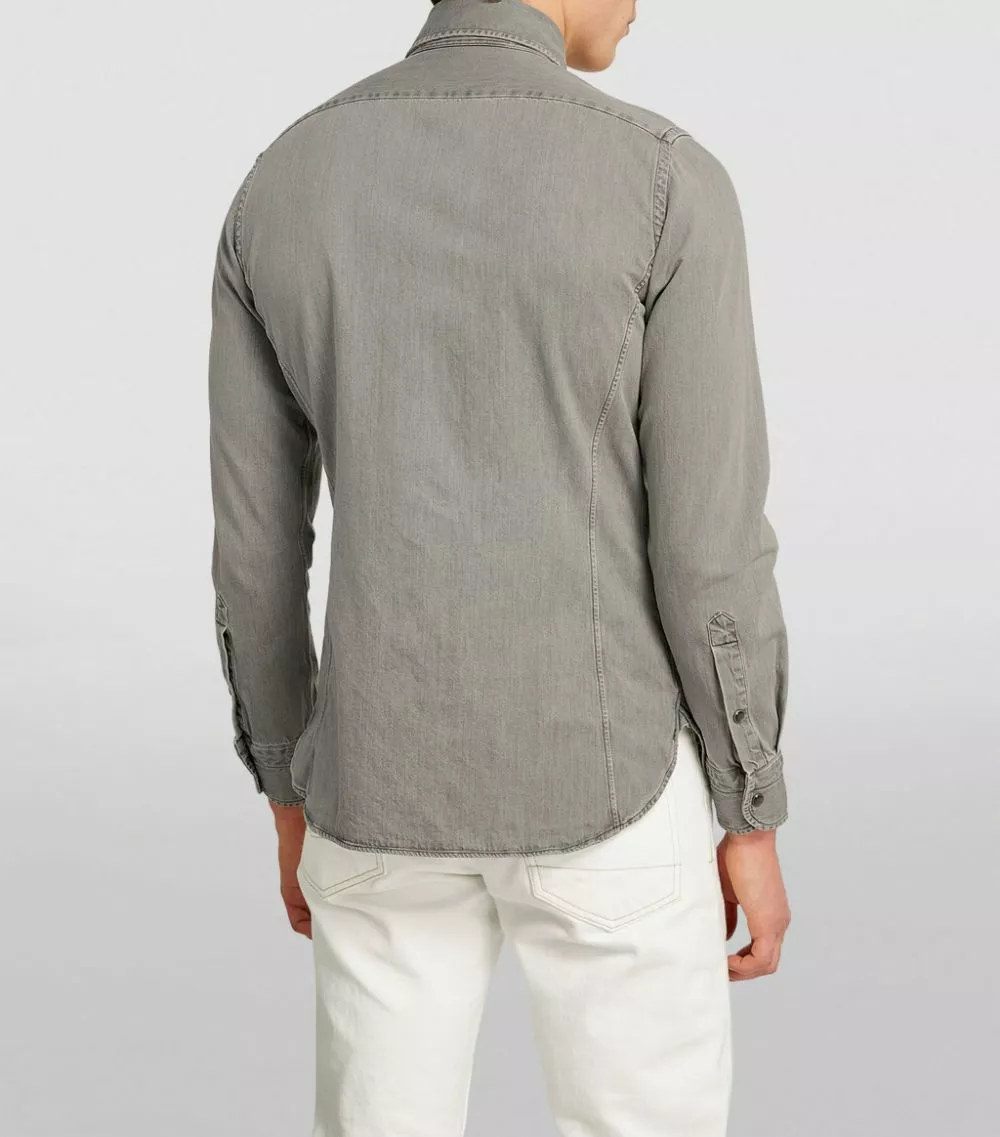 TOM FORD Denim Shirt 023 LT GRY SLD Casual Shirts 4 TOM FORD Denim Shirt 023 LT GRY SLD Casual Shirts - Image 4