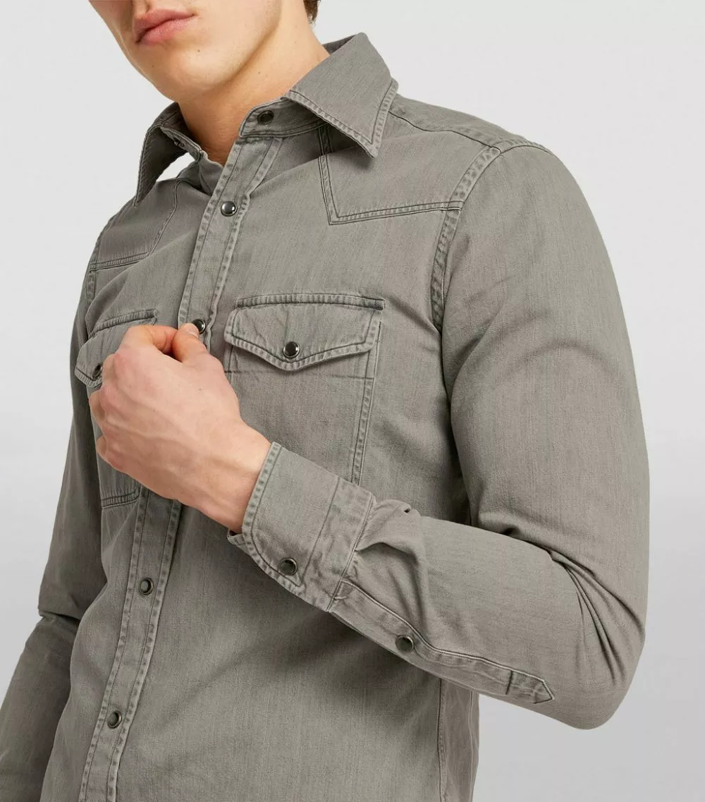 TOM FORD Denim Shirt 023 LT GRY SLD Casual Shirts 6 TOM FORD Denim Shirt 023 LT GRY SLD Casual Shirts - Image 6
