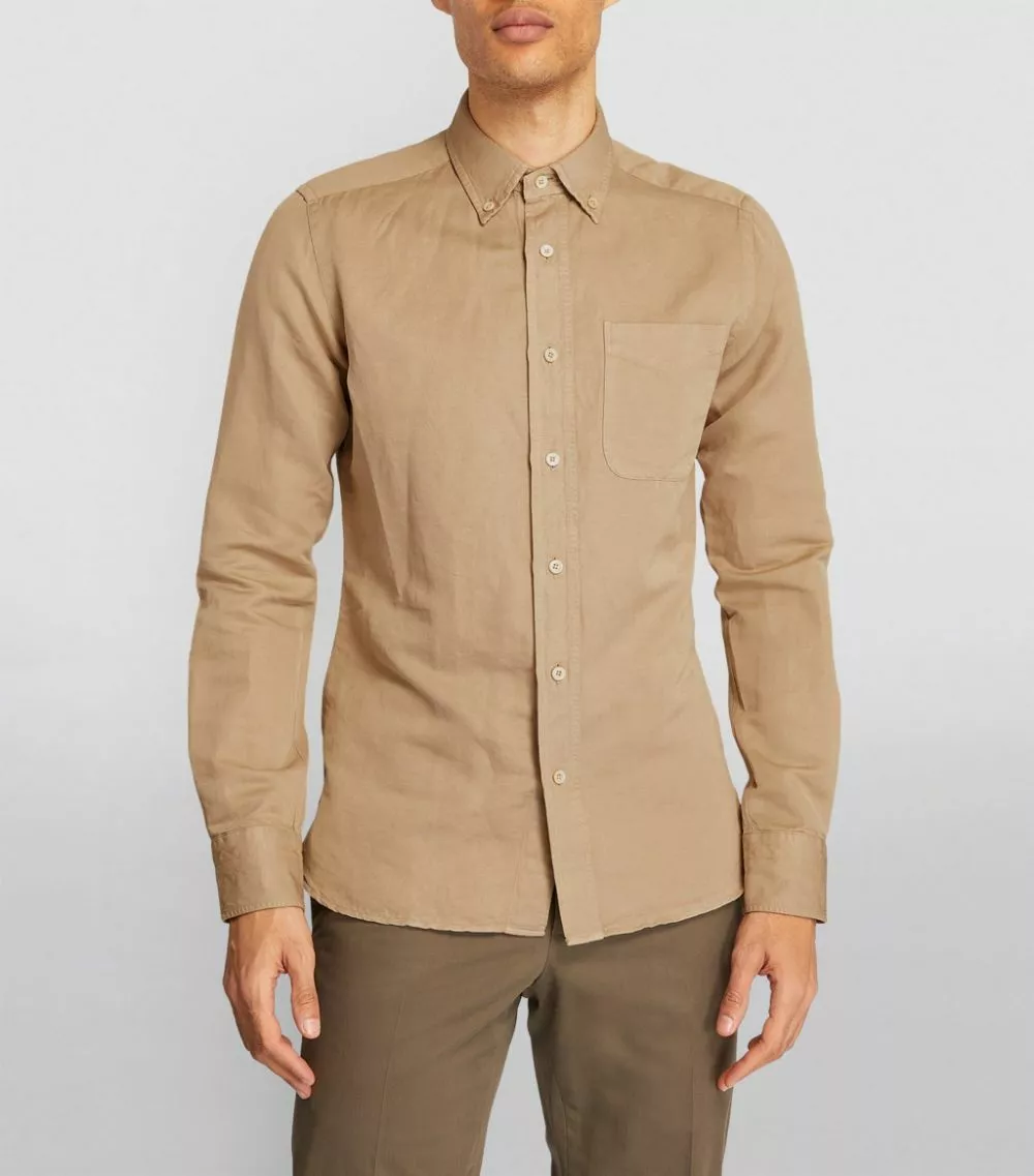 TOM FORD Garment-Dyed Shirt 262 MD BGE SLD Casual Shirts 3 TOM FORD Garment-Dyed Shirt 262 MD BGE SLD Casual Shirts - Image 3