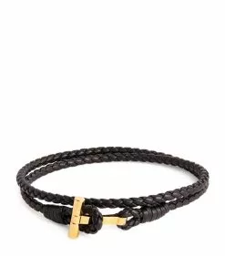 TOM FORD Leather Braided Bracelet BLG BLK Bracelets