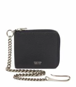 TOM FORD Leather Chain Wallet DNVNAVY Wallets