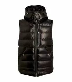 TOM FORD Leather Down-Filled Gilet 001 BLK SLD Gilets