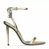TOM FORD Leather Padlock Sandals 105 GOLD Heeled Sandals