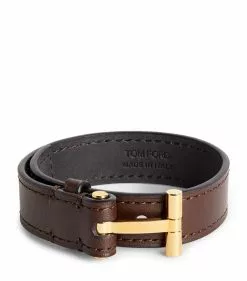 TOM FORD Leather T Bracelet DBG BRWN Jewellery