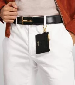 TOM FORD Leather T-Line Card Holder with Neck Strap U9000 BLACK Cardholders -TOM FORD Shop tom ford leather t line card holder with neck strap 17595402 36486795 1000