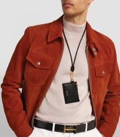 TOM FORD Leather T-Line Card Holder with Neck Strap U9000 BLACK Cardholders -TOM FORD Shop tom ford leather t line card holder with neck strap 17595402 36489156 1000