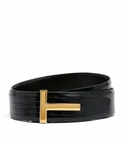 TOM FORD Lizard T-Clasp Belt BLK Belts