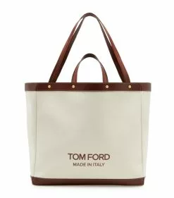 TOM FORD Medium Canvas T Screw Tote Bag C7713 Top Handle Bags