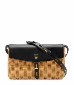 TOM FORD Medium Rattan T Twist Shoulder Bag C1908 Shoulder Bags