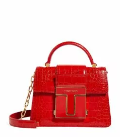 TOM FORD Mini Croc-Embossed Leather 001 Top-Handle Bag U3106 Top Handle Bags
