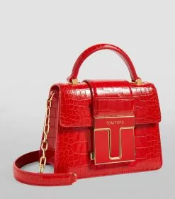 TOM FORD Mini Croc-Embossed Leather 001 Top-Handle Bag U3106 Top Handle Bags -TOM FORD Shop tom ford mini croc embossed leather 001 top handle bag 16792202 33097099 1000