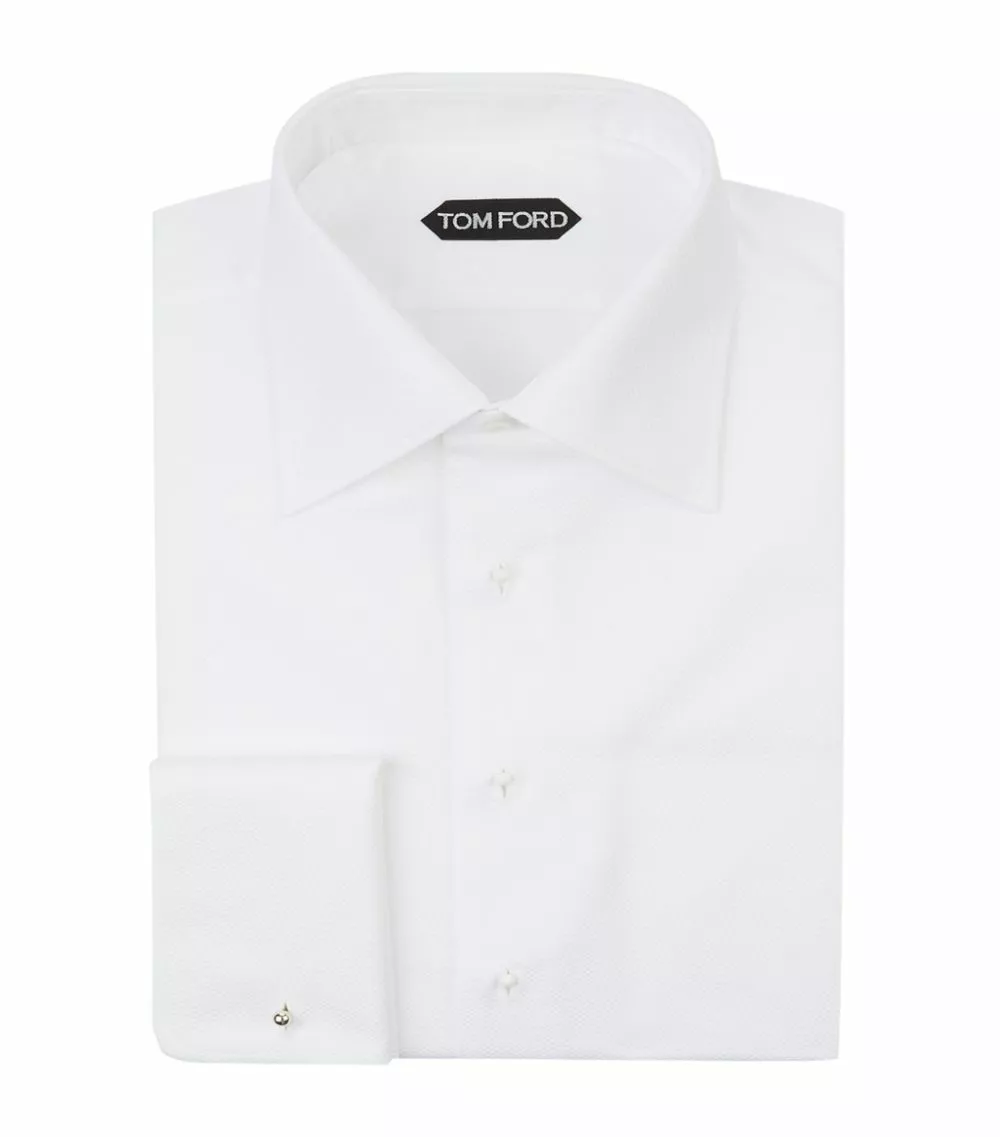 TOM FORD Piqué Cocktail Shirt WHITE Formal Shirts 1 TOM FORD Piqué Cocktail Shirt WHITE Formal Shirts