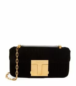 TOM FORD Quilted Velvet T Clasp Shoulder Bag u9000 Shoulder Bags