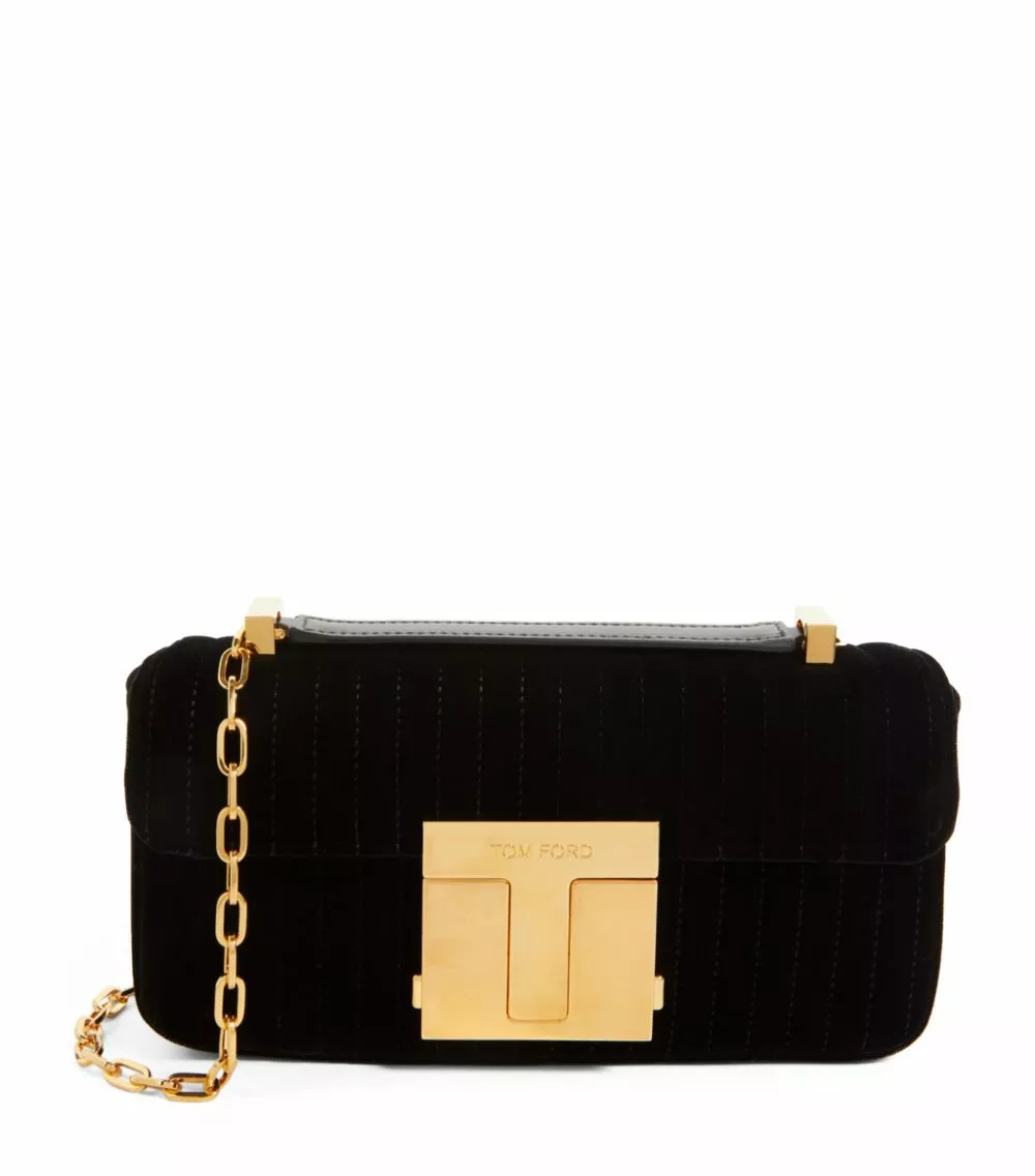 TOM FORD Quilted Velvet T Clasp Shoulder Bag u9000 Shoulder Bags 1 TOM FORD Quilted Velvet T Clasp Shoulder Bag u9000 Shoulder Bags