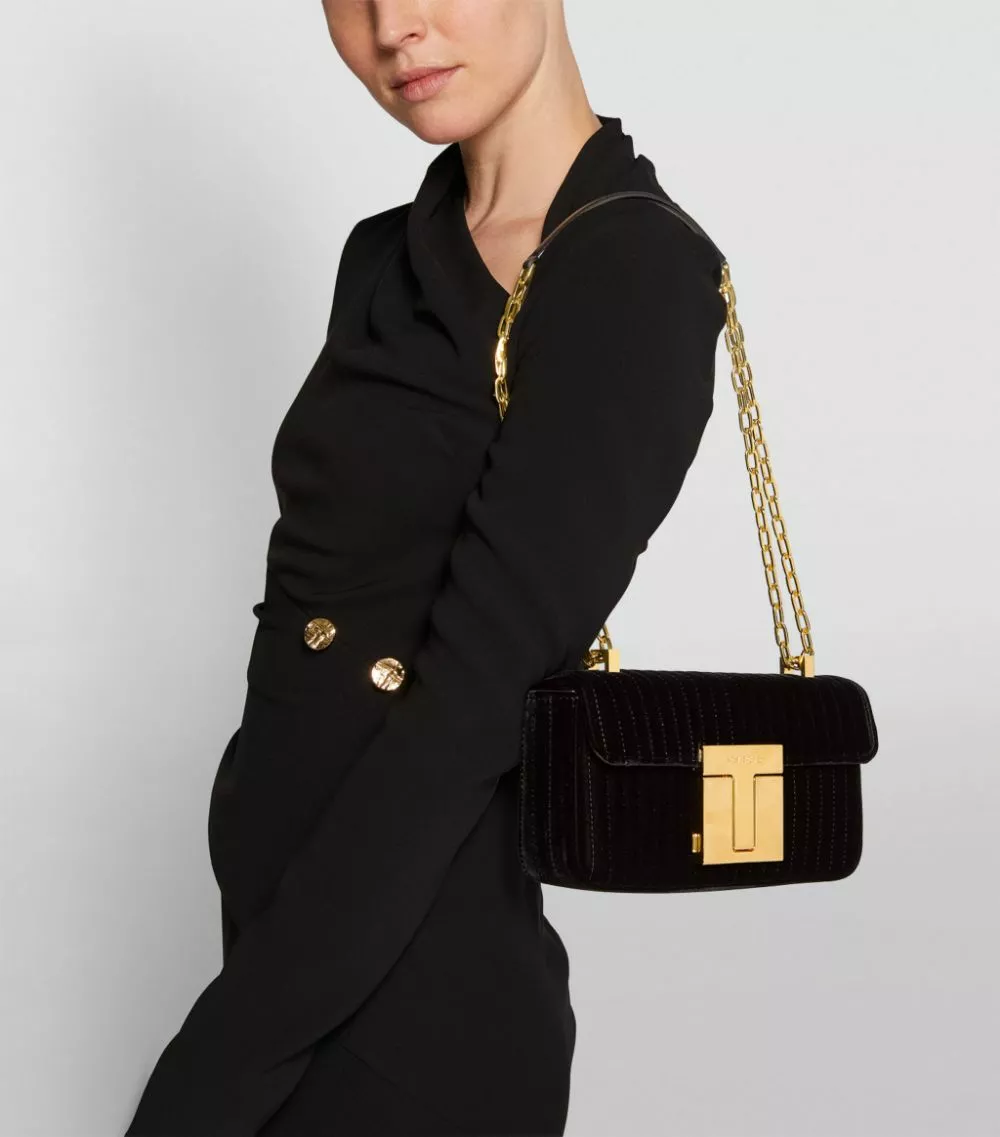 TOM FORD Quilted Velvet T Clasp Shoulder Bag u9000 Shoulder Bags 2 TOM FORD Quilted Velvet T Clasp Shoulder Bag u9000 Shoulder Bags - Image 2