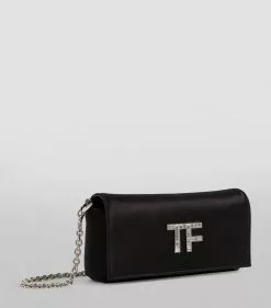 TOM FORD Satin Crystal-Logo Clutch Bag u9000 Clutch Bags -TOM FORD Shop tom ford satin crystal logo clutch bag 16455512 31894442 1000