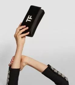 TOM FORD Satin Crystal-Logo Clutch Bag u9000 Clutch Bags -TOM FORD Shop tom ford satin crystal logo clutch bag 16455512 31894450 1000