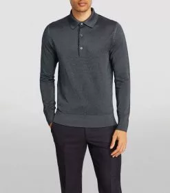TOM FORD Silk-Cashmere Polo Shirt 402 DK BLU SLD Polo Shirts -TOM FORD Shop tom ford silk cashmere polo shirt 17068357 34137491 1000