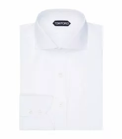 TOM FORD Slim Fit Barrel Cuff Shirt 100 WHT Formal Shirts