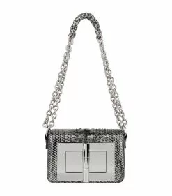 TOM FORD Small Python Natalia Shoulder Bag SLV Shoulder Bags