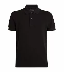 TOM FORD TF POLO GARMENT DYED SSLV K09 BLK SLD Polo Shirts