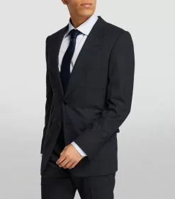 TOM FORD Wool-Silk Blazer 416 NAVY CHECK Jackets -TOM FORD Shop tom ford wool silk blazer 17200993 34801709 1000